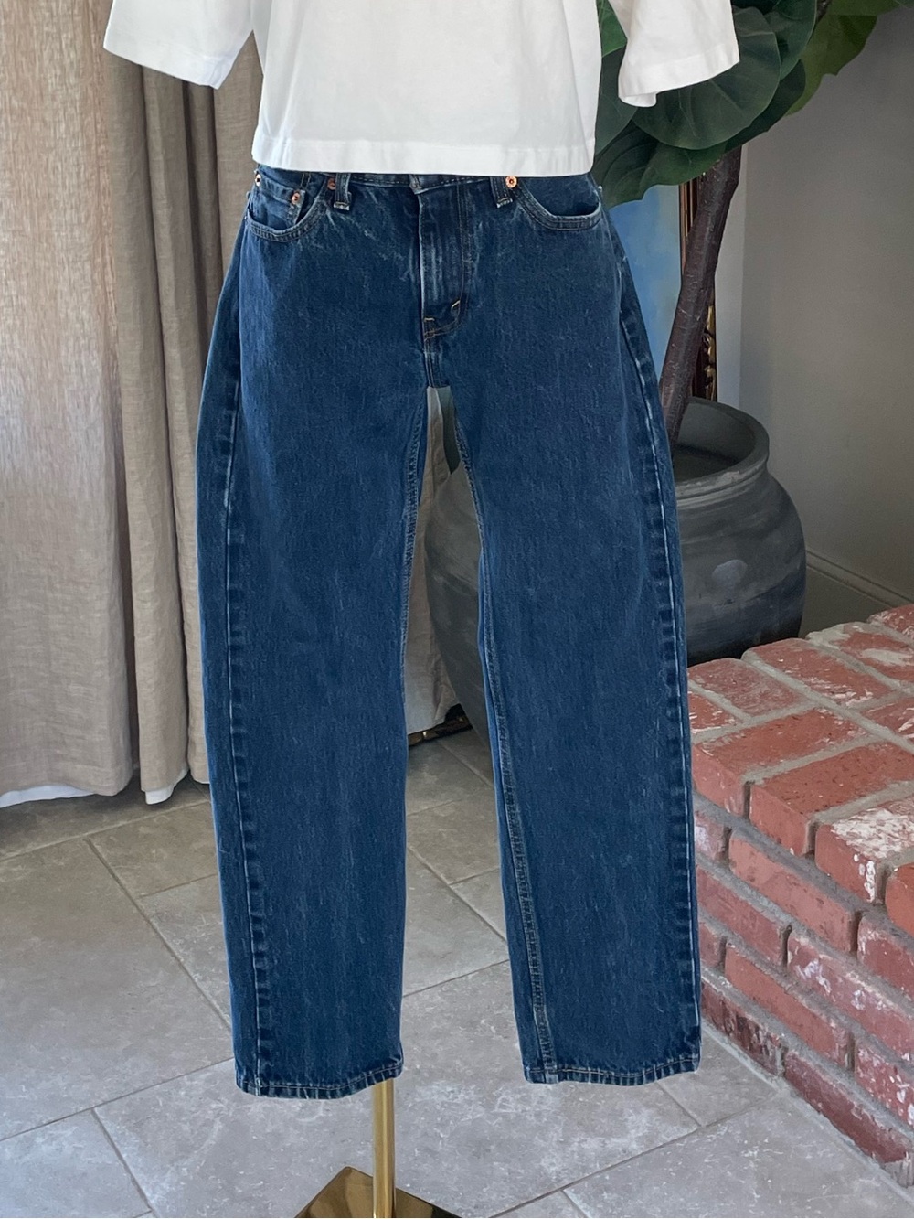 Levi's Blue Denim 505 Jeans with Tan Leather Patch